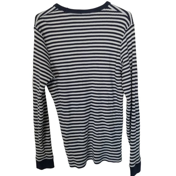 Abercrombie & Fitch Mens M Blue/White Striped Long Sleeve Muscle Thermal T Shirt - Picture 8 of 8